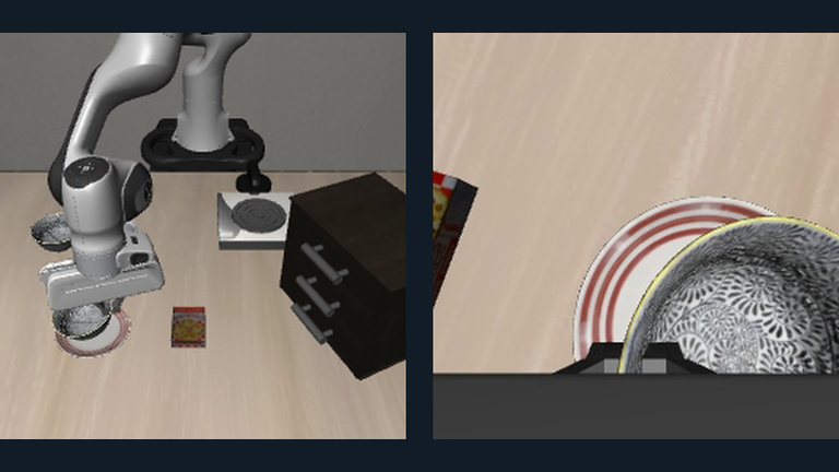 SmolVLA's scene and wrist cameras after the recorded bowl-to-plate task.